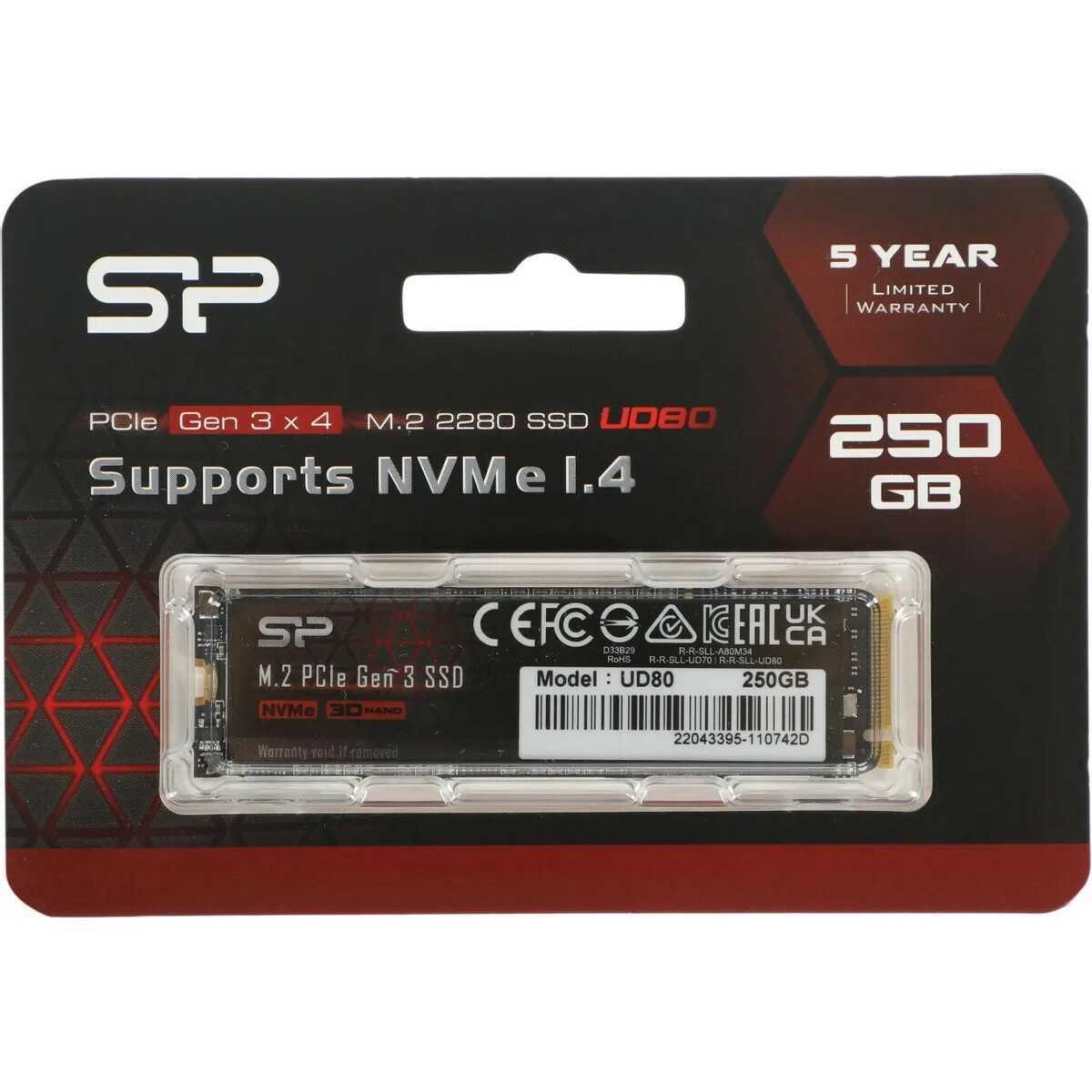 Накопитель SSD Silicon Power PCI-E 3.0 250Gb SP250GBP34UD8005