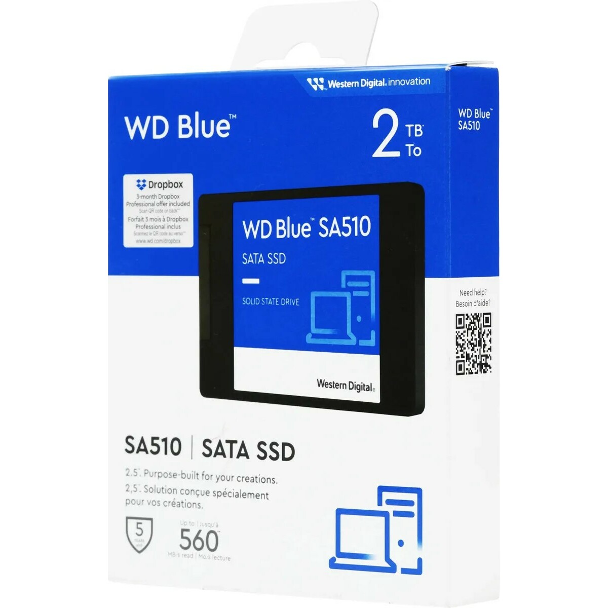 Накопитель SSD WD S SATA III 2TB WDS200T3B0A 