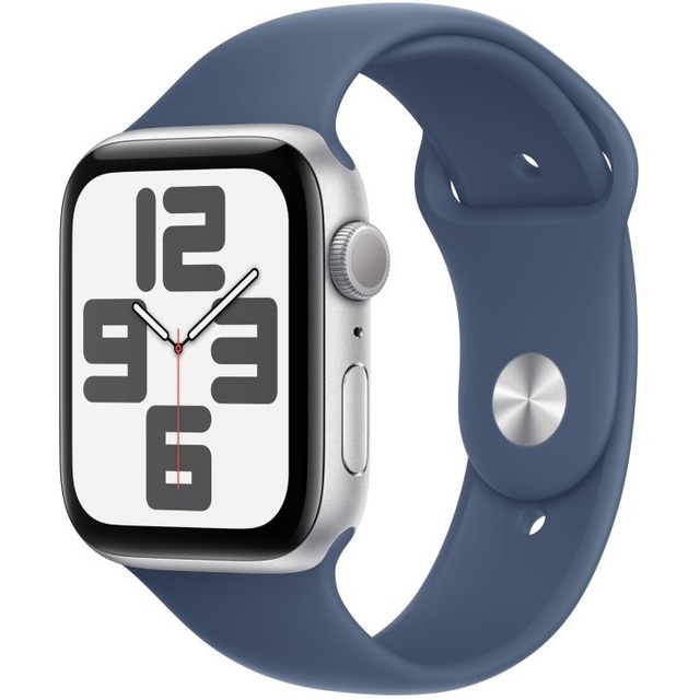 Умные часы Apple Watch SE (2024) 44mm Aluminum Case with Sport Band S / M (Цвет: Silver / Denim)