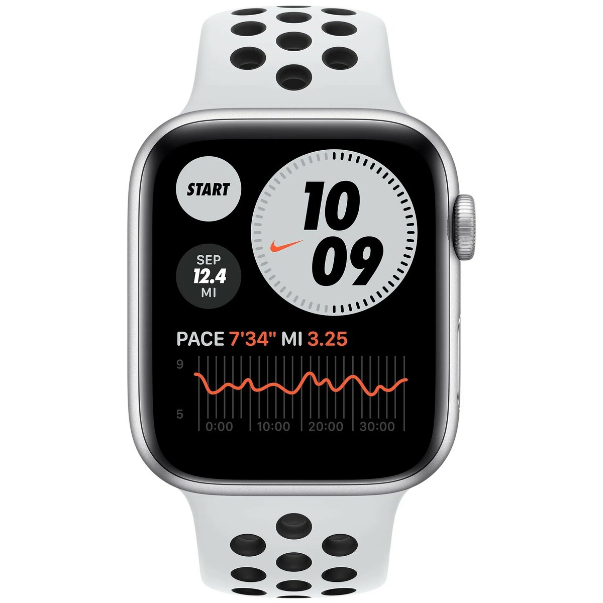 Apple Watch SE 44mm Aluminum Case with Nike Sport Band (Цвет: Platinum / Black)