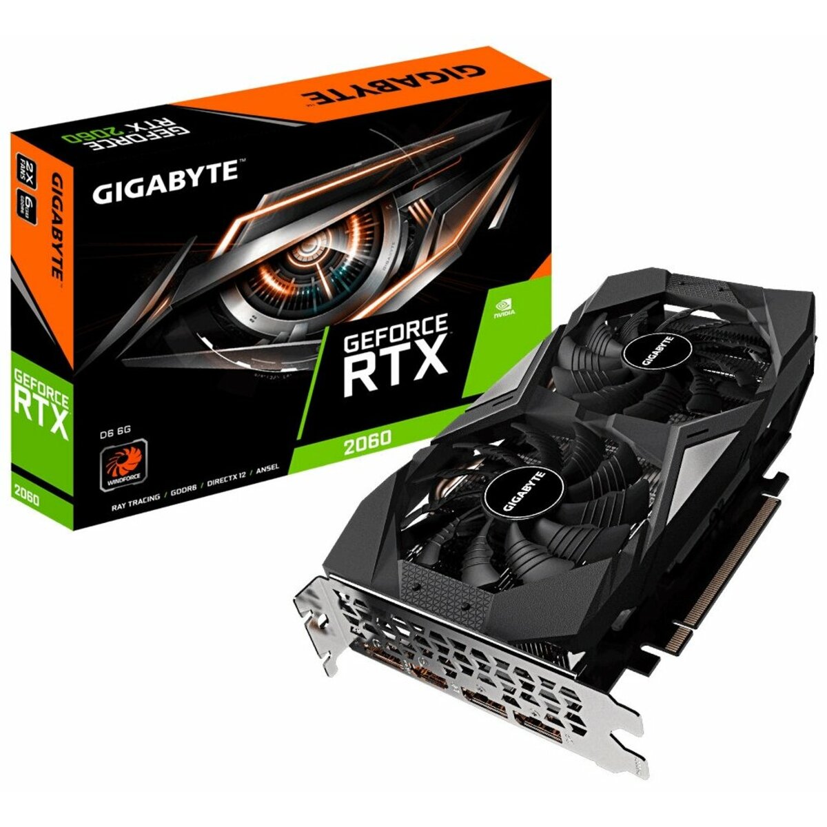 Видеокарта GIGABYTE GeForce RTX 2060 rev. 2.0 1680MHz PCI-E 3.0 6144MB 14000MHz 192 bit HDMI 3xDisplayPort HDCP