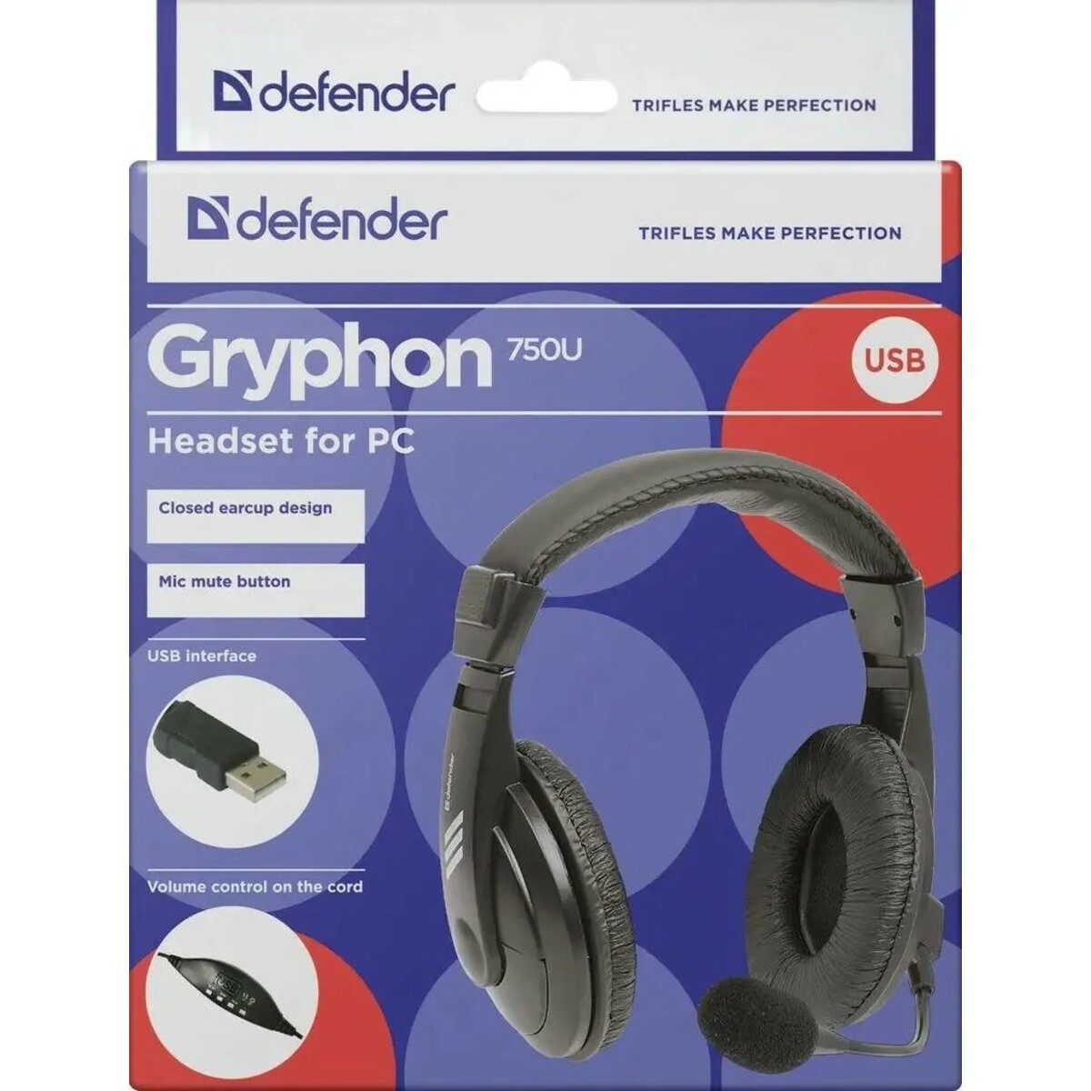 Компьютерная гарнитура Defender Gryphon 750U (Цвет: Black)