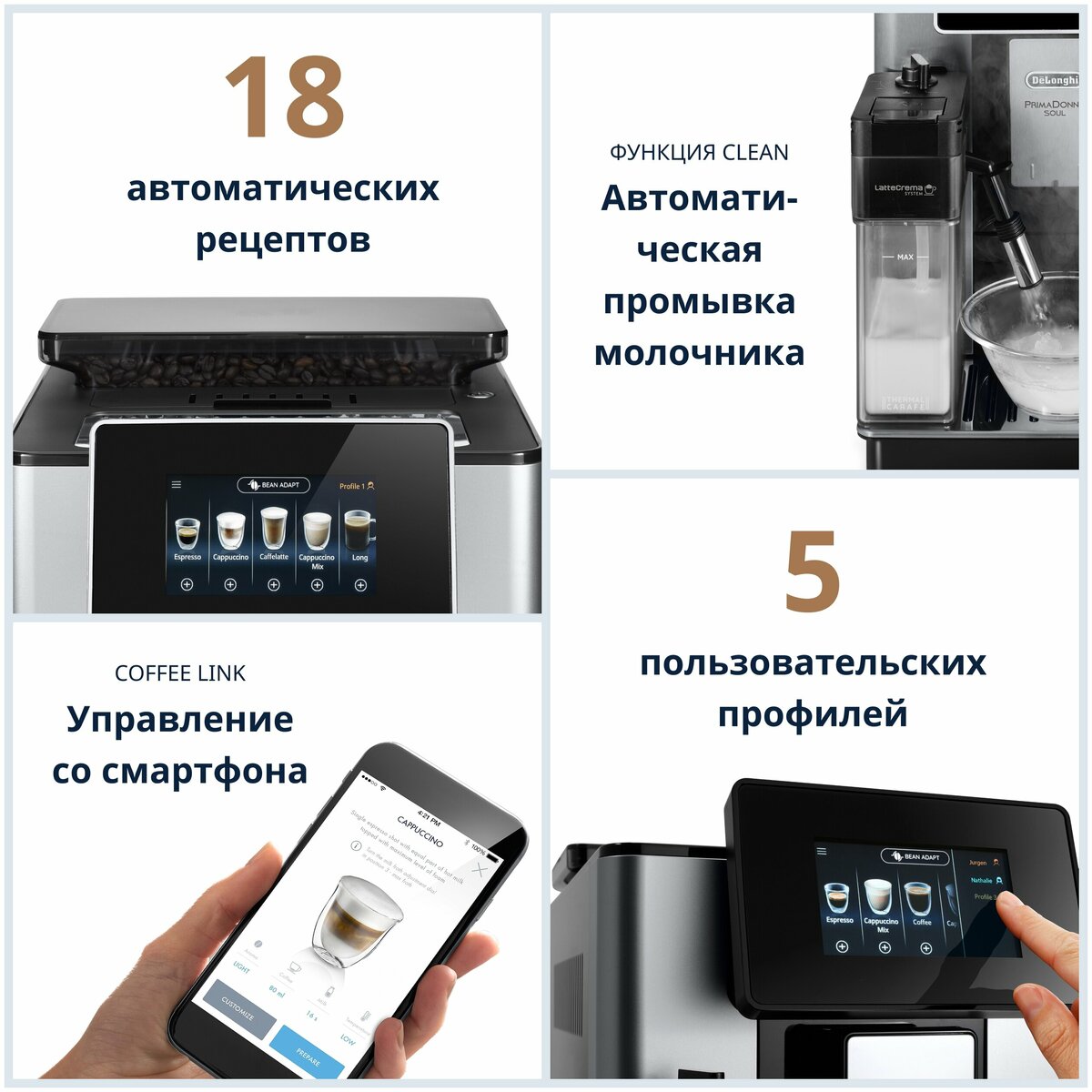 Кофемашина De'Longhi PrimaDonna SOUL ECAM610.55.SB (Цвет: Inox)