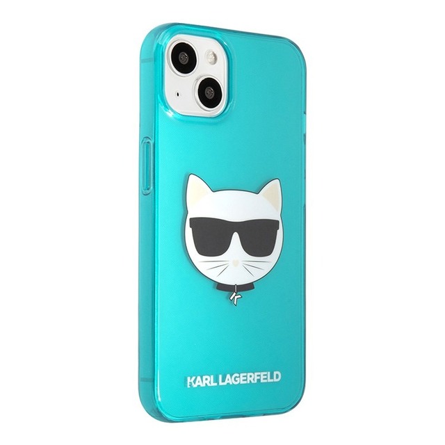 Чехол-накладка Karl Lagerfeld TPU FLUO Case Choupette's для смартфона Apple iPhone 13 (Цвет: Blue)
