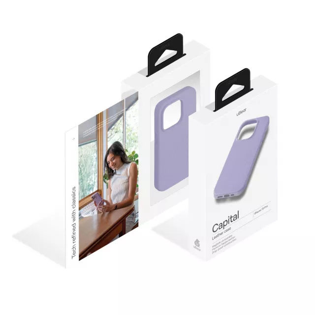 Чехол-накладка uBear Capital Leather Mag Case для смартфона Apple iPhone 15 Pro (Цвет: Digital Lavender)