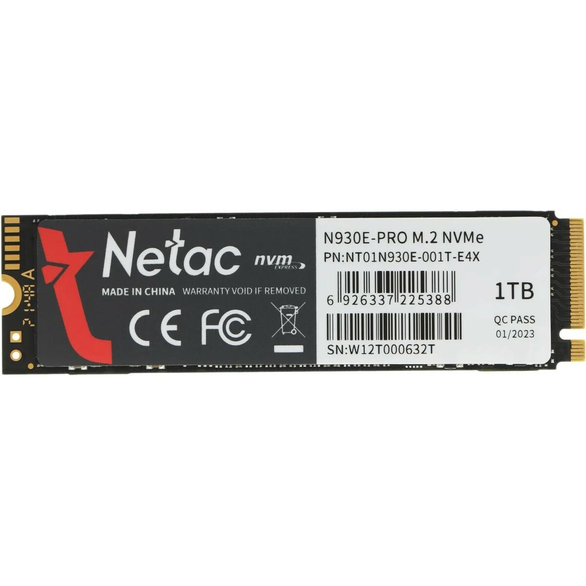 Накопитель SSD Netac PCI-E 3.0 x4 1Tb NT01N930E-001T-E4X