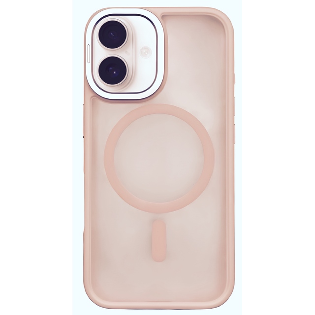 Чехол-накладка Comma Joy Elegant Metal Bracket Magnetic Case для iPhone 16 Plus (Цвет: Pink)