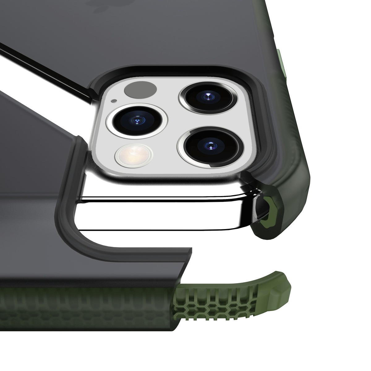 Чехол-накладка iTskins Supreme Frost для смартфона iPhone 12 / 12 Pro (Цвет: Black / Green)