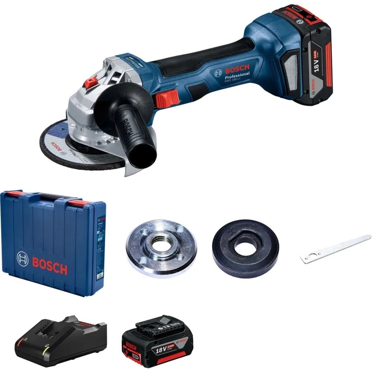 Углошлифовальная машина Bosch GWS 180-LI 06019H9025 (Цвет: Blue)
