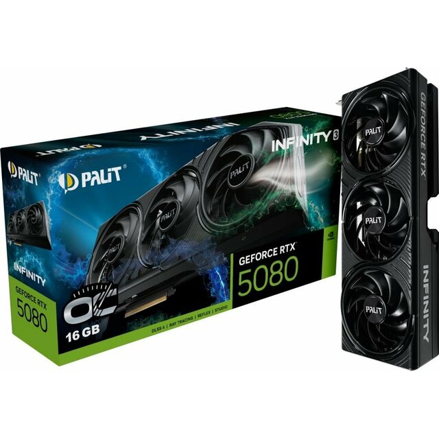 Видеокарта Palit GeForce RTX 5080 INFINITY 3 OC 16Gb (NE75080U19T2-GB2035S) Видеокарта Palit GeForce RTX 5080 INFINITY 3 OC 16Gb (NE75080U19T2-GB2035S)