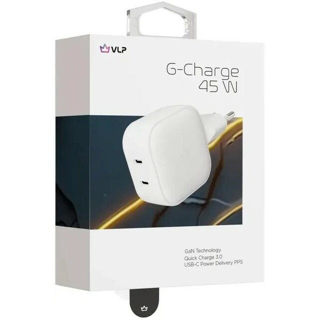 СЗУ VLP G-Charge 45W 2xUSB-C PD+QC, белый