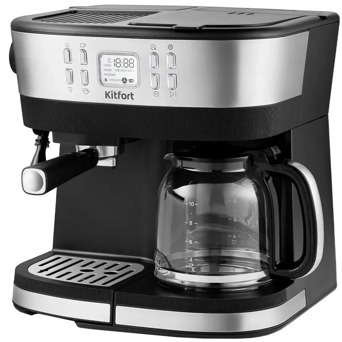 Кофеварка рожковая Kitfort КТ-771 (Цвет: Inox/Black)