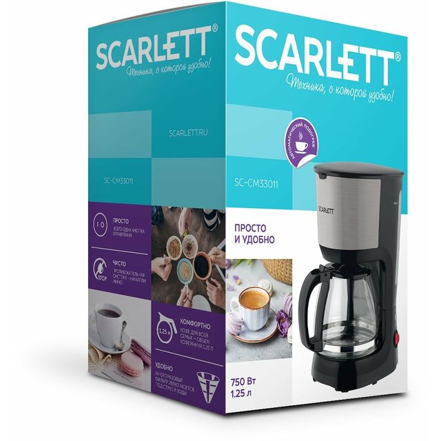 Кофеварка капельная Scarlett SC-CM33011 (Цвет: Black / Inox) Кофеварка капельная Scarlett SC-CM33011 (Цвет: Black / Inox)