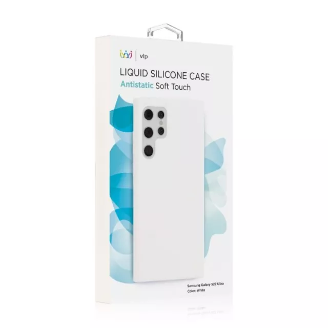 Чехол-накладка VLP Liquid Silicone Сase Antistatic для смартфона Samsung Galaxy S22 Ultra, белый