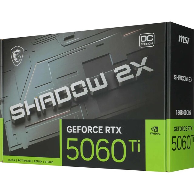 Видеокарта MSI GeForce RTX 5060TI SHADOW 2X OC PLUS 16Gb 