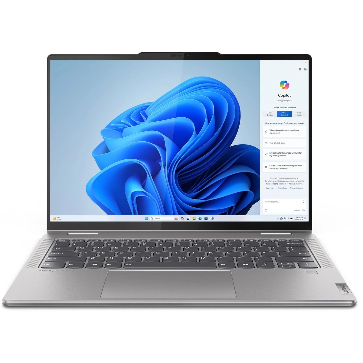 Ноутбук Lenovo Yoga 7 14AHP9 (Ryzen 5 8640HS 16Gb SSD1Tb AMD Radeon 760M 14 IPS Touch WUXGA (1920x1200) Windows 11 Home dk.grey WiFi BT Cam Bag)