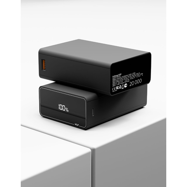 Аккумулятор внешний VLP B-Energy 20000 mAh 65W, USB-C, USB-A, серый