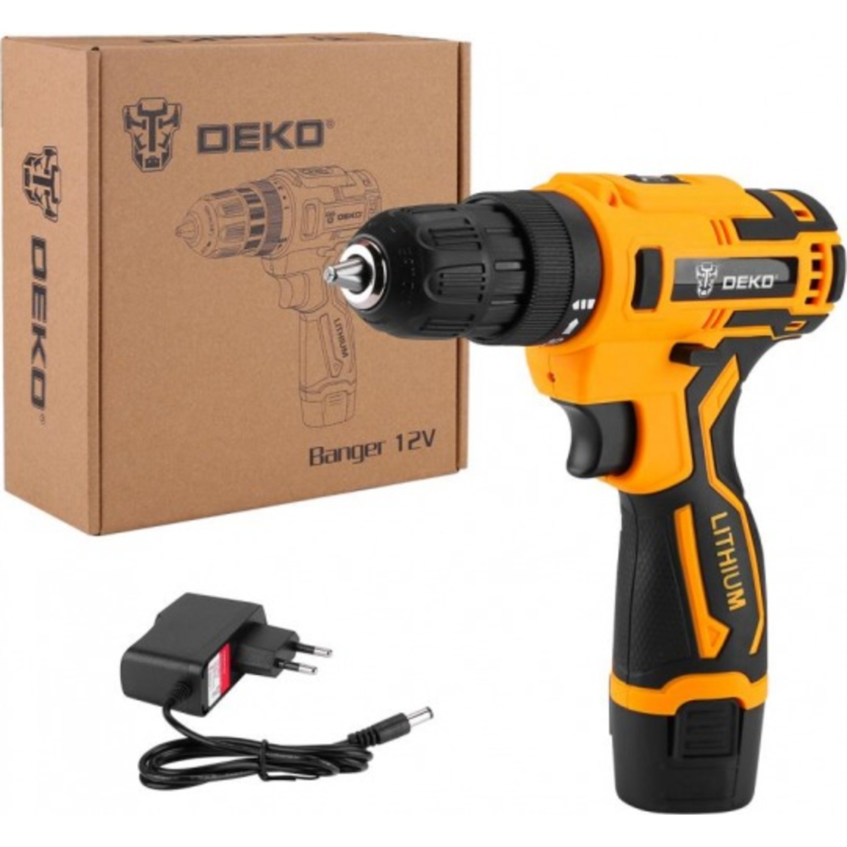 Дрель-шуруповерт Deko Banger 12V SET 1 (Цвет: Yellow)