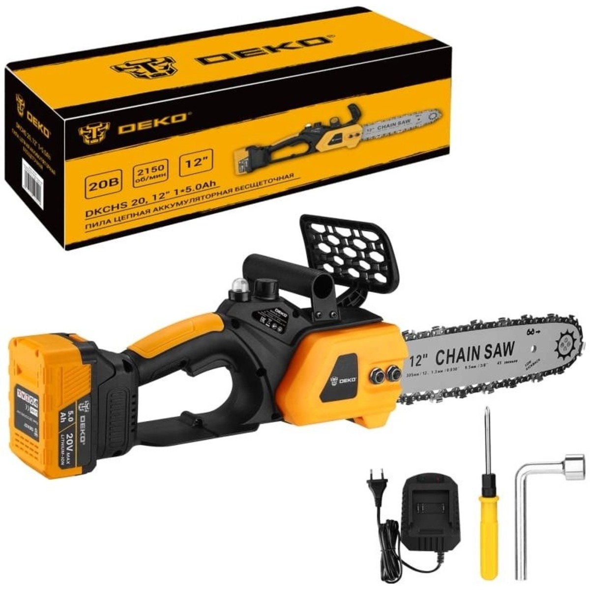 Электрическая цепная пила Deko DKCHS 20-12 (Цвет: Yellow)