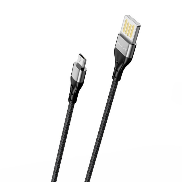 Кабель Borofone Tasteful Charging 2.4A USB to Micro USB Cable 1.2m, черный