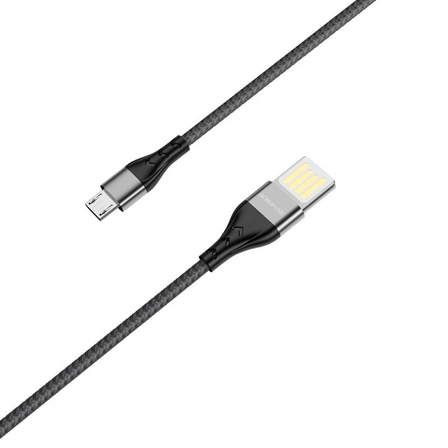 Кабель Borofone Tasteful Charging 2.4A USB to Micro USB Cable 1.2m, черный