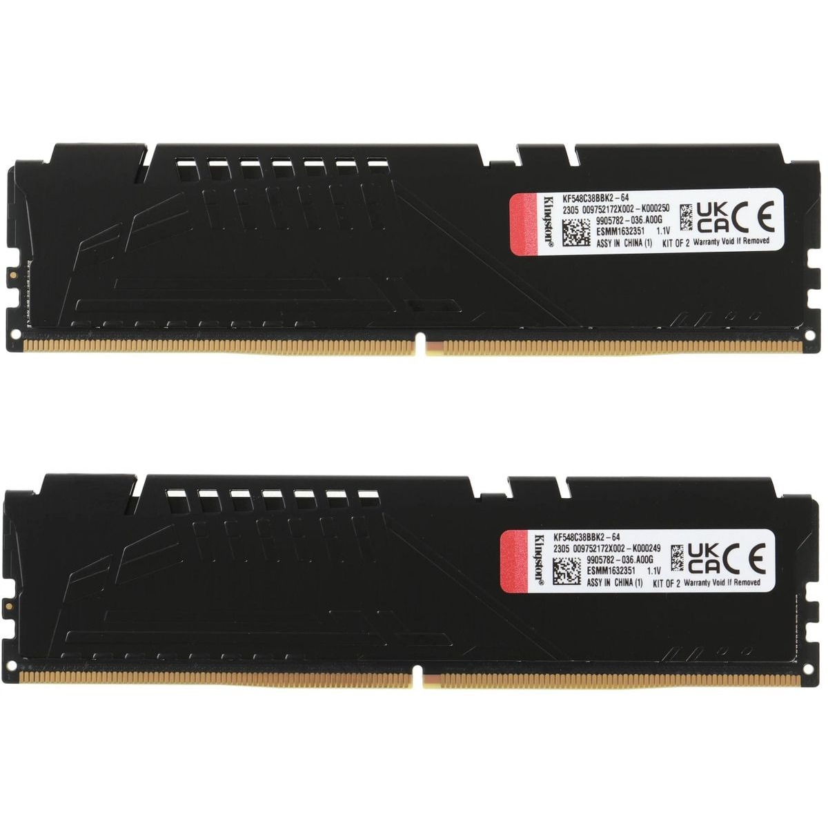 Память DDR5 2x32Gb 4800MHz Kingston KF548C38BBK2-64 Fury Beast RTL PC5-38400 CL38 DIMM 288-pin 1.1В kit dual rank с радиатором Ret