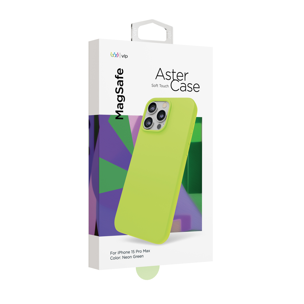 Чехол-накладка VLP Aster Case with MagSafe для смартфона Apple iPhone 15 Pro Max (Цвет: Neon Green)