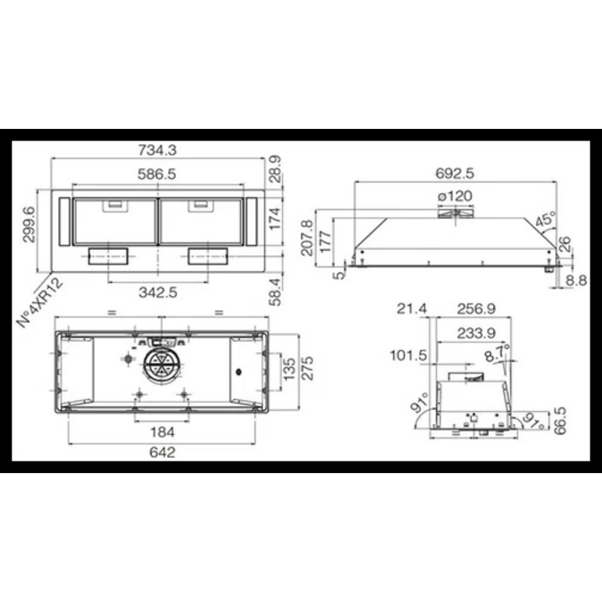 Вытяжка встраиваемая Jet Air Viera Lux GR / A / 72 (Цвет: Grey)