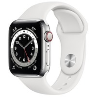 Умные часы Apple Watch Series 6 GPS 40mm Stainless Steel Case with Sport Band (Цвет: Silver/ White)