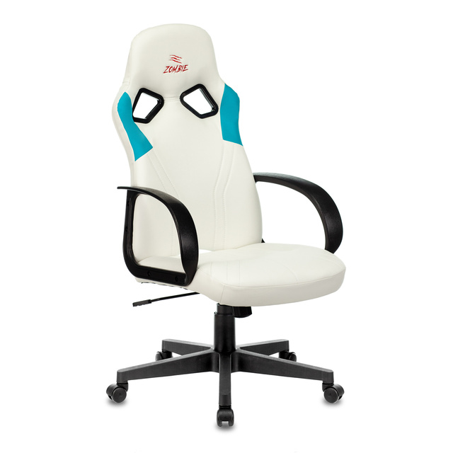 Кресло игровое Zombie RUNNER (Цвет: White / Blue)