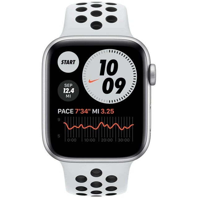 Apple Watch SE 44mm Aluminum Case with Nike Sport Band (Цвет: Platinum / Black)
