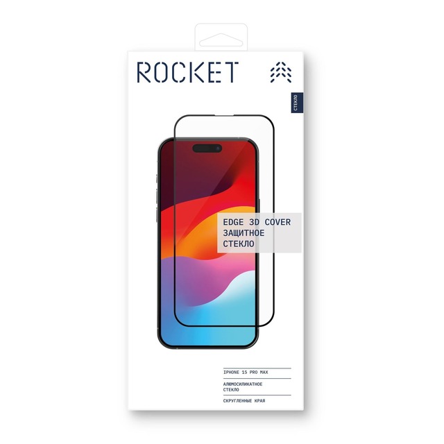 Защитное стекло Rocket Edge 3D Cover для iPhone 15 Pro Max, черный