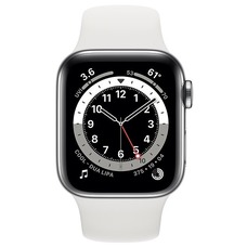Умные часы Apple Watch Series 6 GPS 44mm Stainless Steel Case with Sport Band (Цвет: Silver/ White)