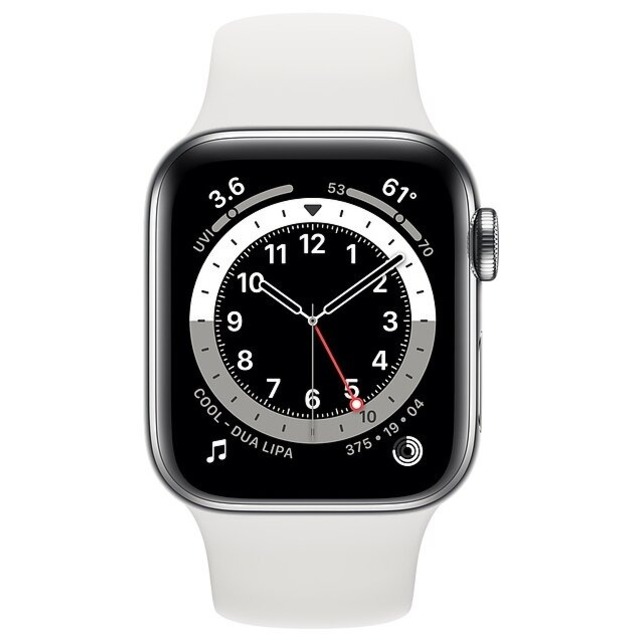 Умные часы Apple Watch Series 6 GPS 44mm Stainless Steel Case with Sport Band, белый