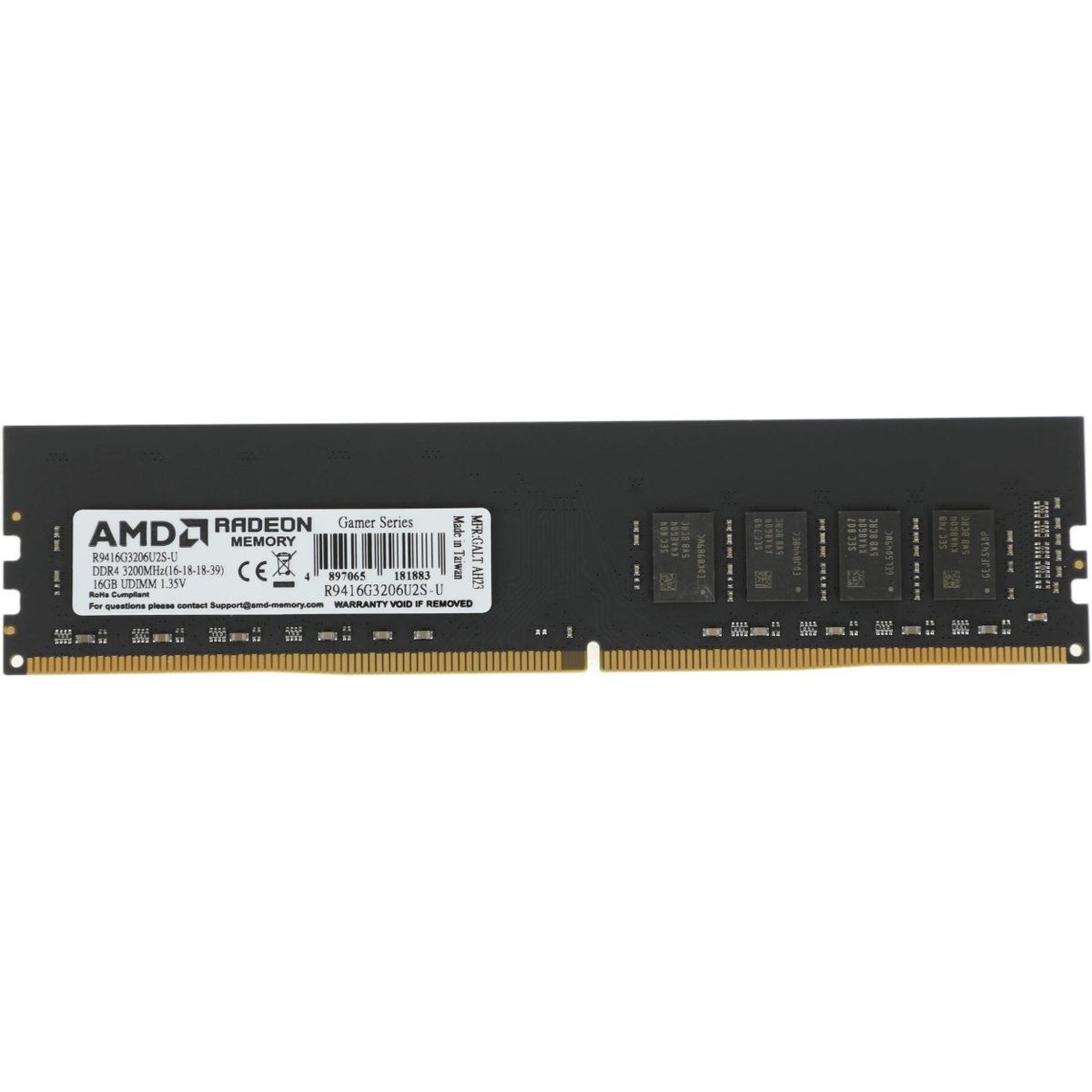 Память DDR4 16Gb 3200MHz AMD R9416G3206U2S-U R9 RTL PC4-25600 CL16 DIMM 260-pin 1.35В Ret