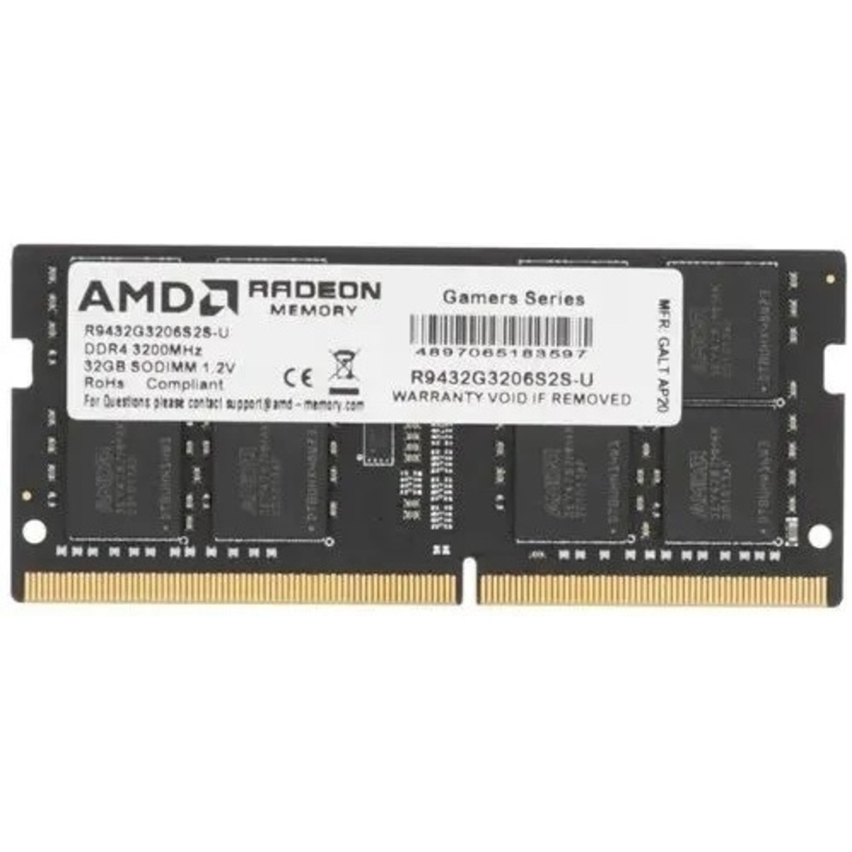 Память DDR4 32Gb 3200MHz AMD R9432G3206S2S-U R9 RTL PC4-25600 CL22 SO-DIMM 260-pin 1.2В Ret