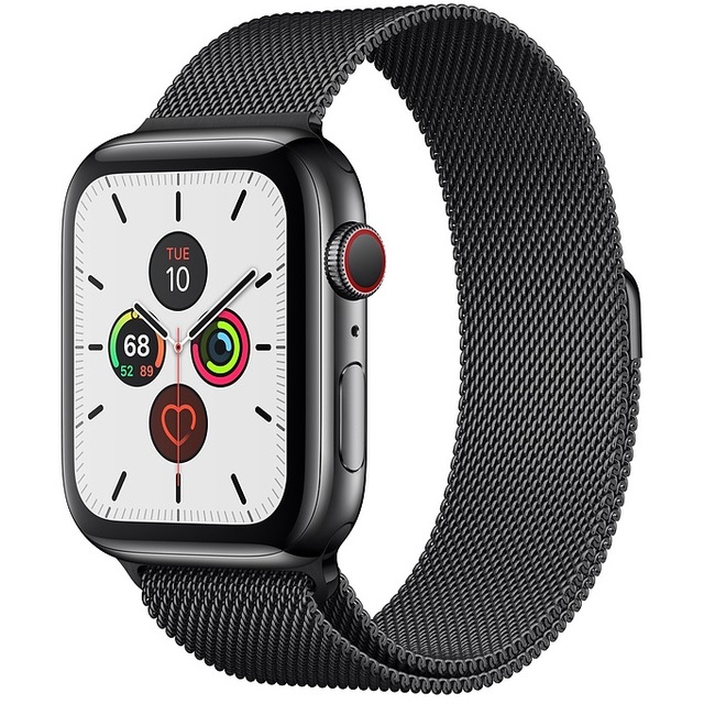 Умные часы Apple Watch Series 5 GPS + Cellular 44mm Stainless Steel Case with Milanese Loop (Цвет: Space Black)
