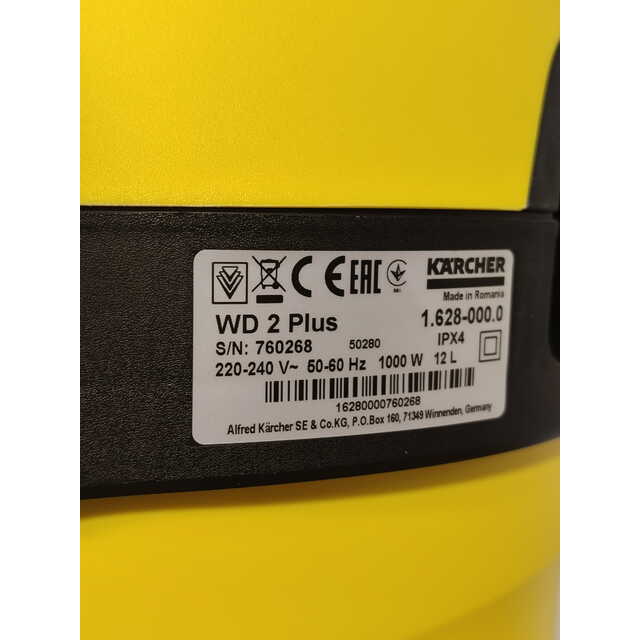 Строительный пылесос Karcher WD 2 Plus V-12 / 4 / 18 (Цвет: Yellow)