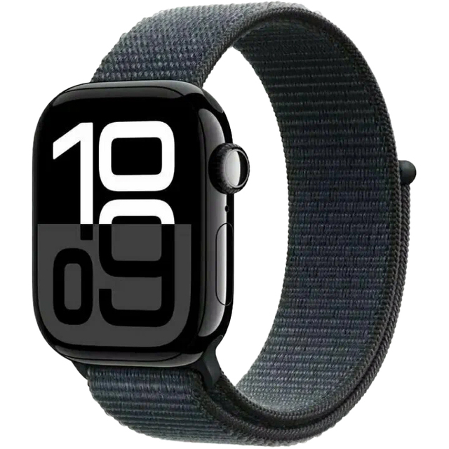Умные часы Apple Watch Series 10 46mm Aluminum Case with Sport Loop (Цвет: Jet Black / Ink)