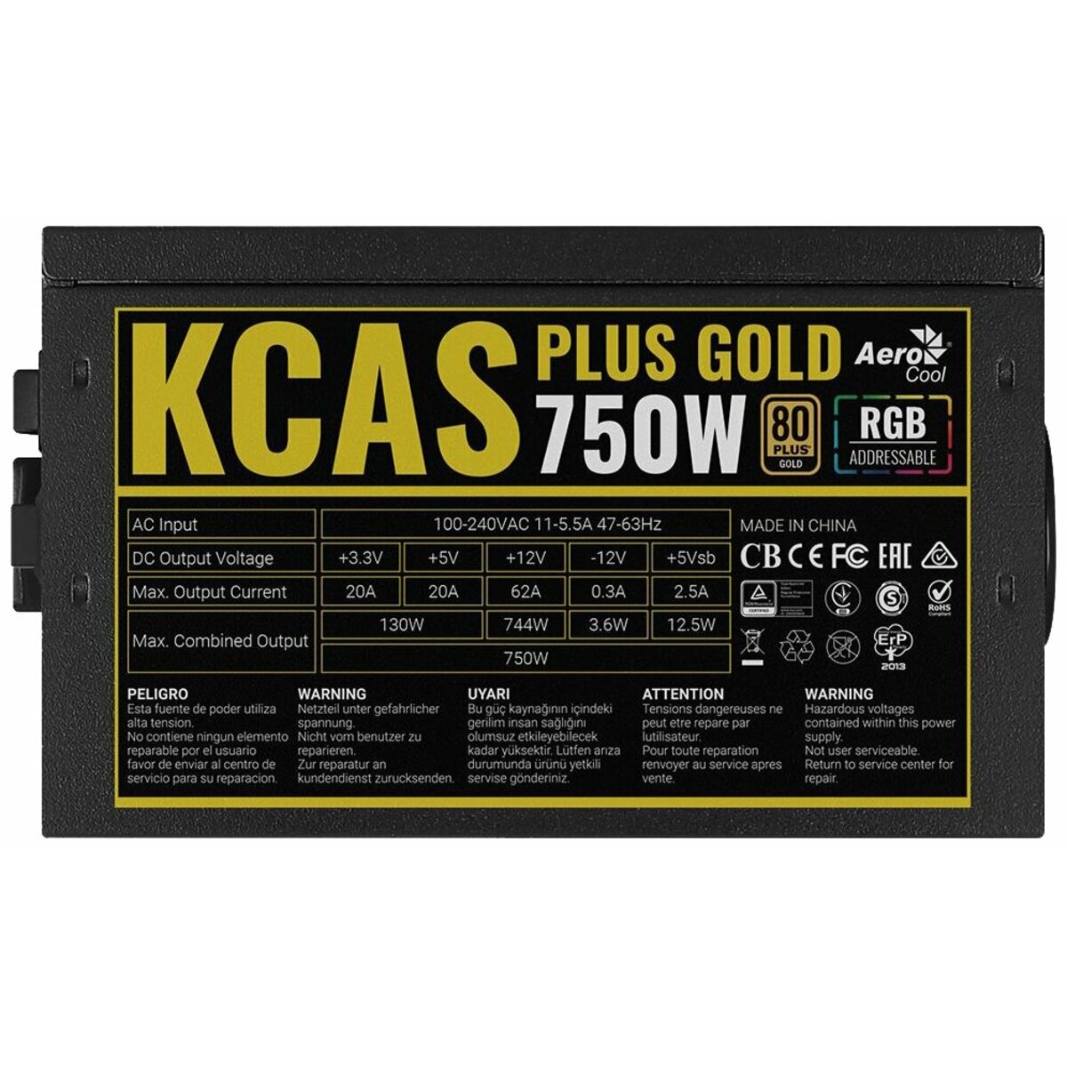 Блок питания Aerocool ATX 750W KCAS PLUS GOLD