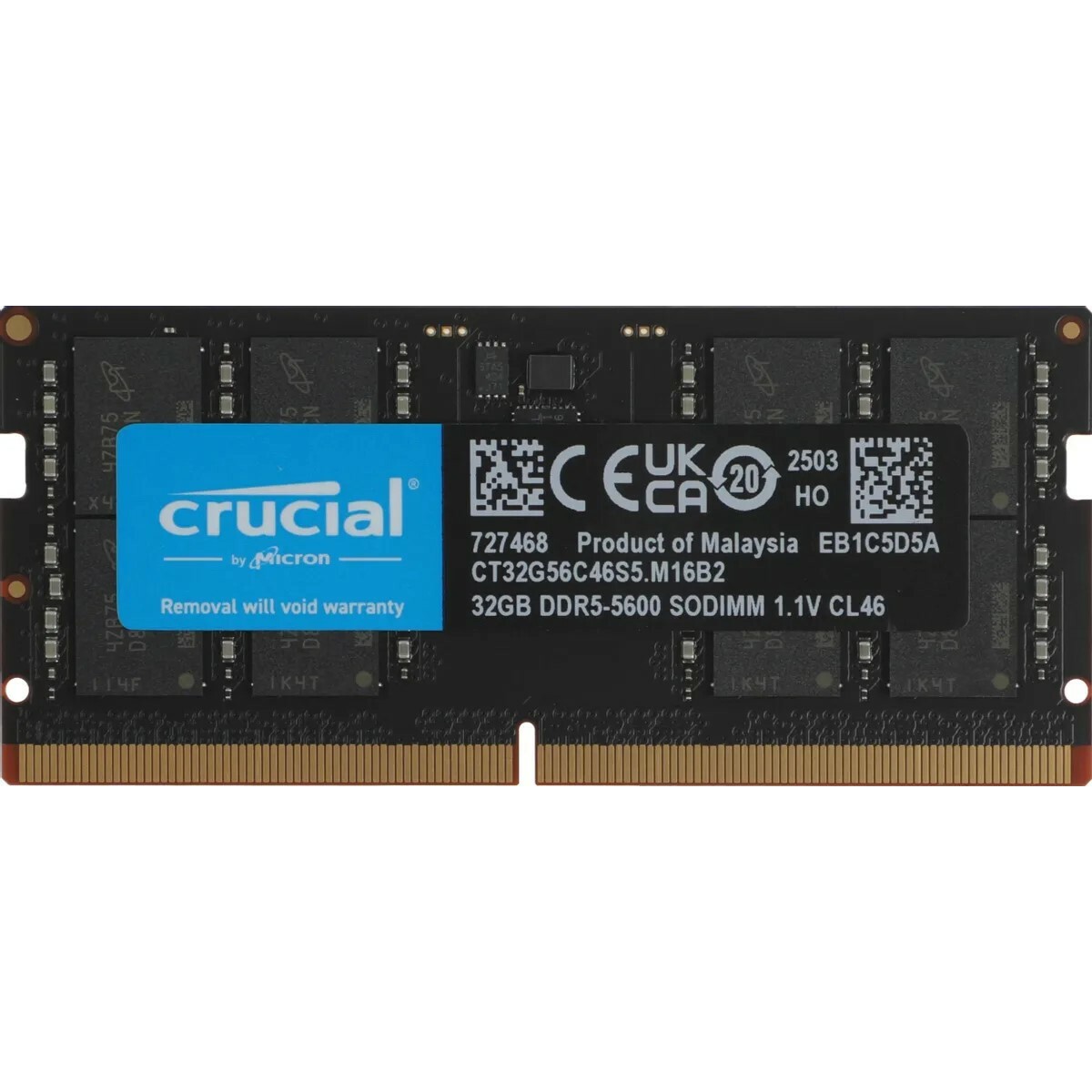 Память DDR5 32Gb 5600MHz Crucial CT32G56C46S5 