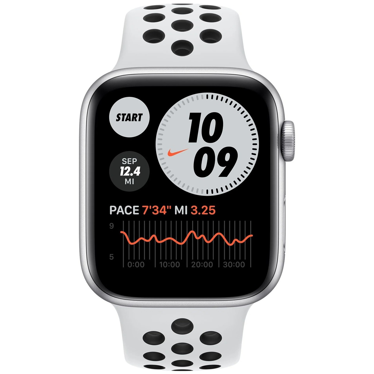 Умные часы Apple Watch SE (2022) 44mm Aluminum Case with Nike Band (Цвет: Silver / Black)