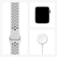 Умные часы Apple Watch SE (2022) 44mm Aluminum Case with Nike Band (Цвет: Silver/Black)
